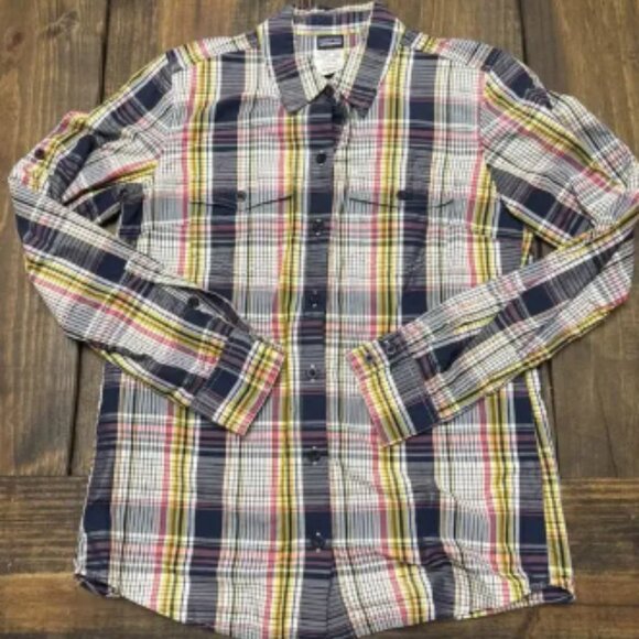 Patagonia Organic Cotton Plaid Button Down Long Sleeve Women’s Shirt Sz 2‎ - Picture 1 of 3
